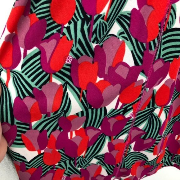 Tory Burch Tulip Augustina Pink Red Sleeveless Tie Back Dress - Picture 12 of 16